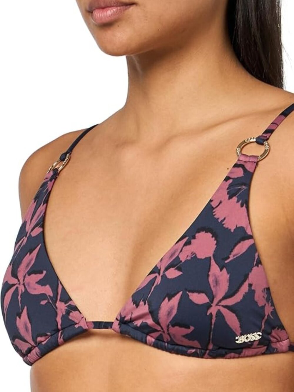BOSS Cecil Triangle Bikini Top,Pink/Green Floral,S NWT